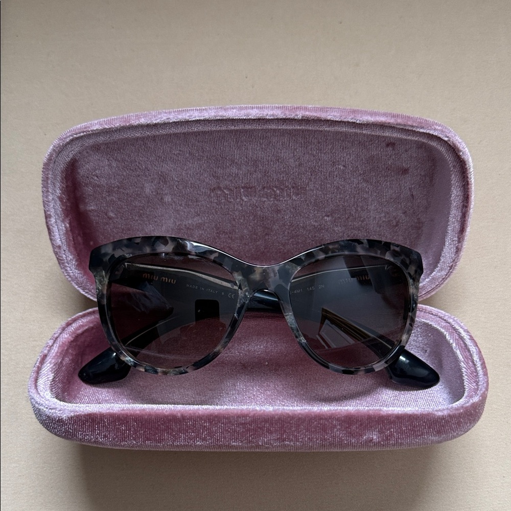 Miu Miu Tortoiseshell Cat-Eye Sunglasses with Dark Lenses